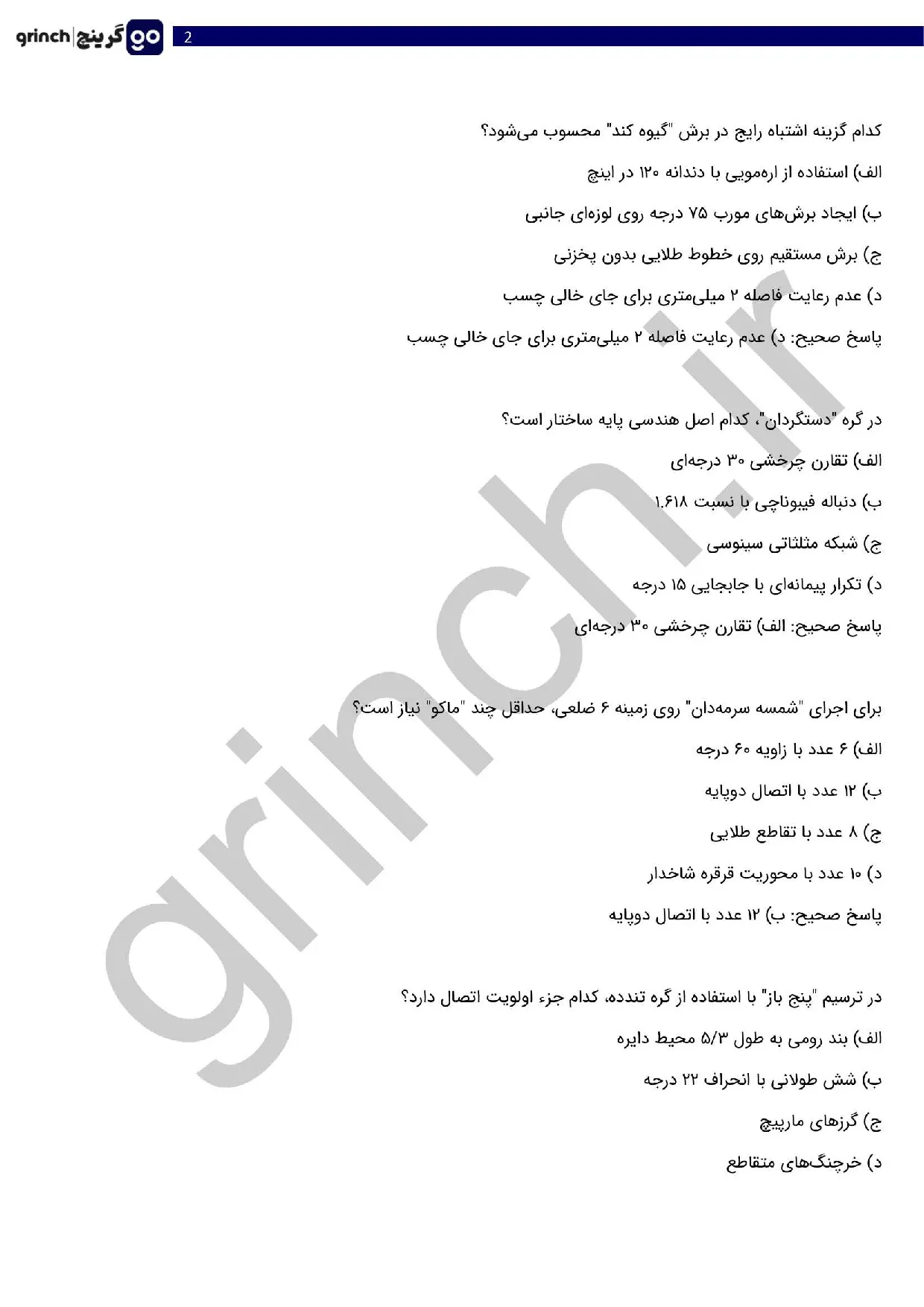 دانلود نمونه سوالات آینه کار پیشرفته فنی حرفه ای با جواب pdf (ویرایش 1405)