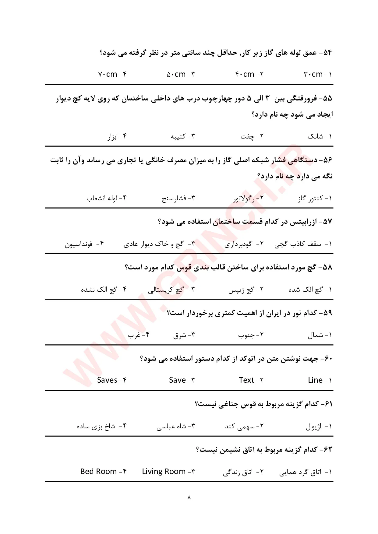 دانلود نمونه سوالات نقشه کشی معماری فنی حرفه ای (ویرایش 1405)
