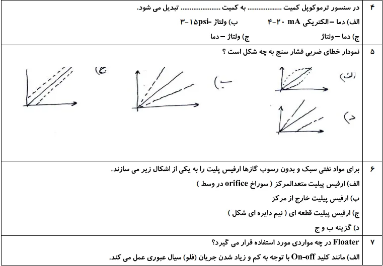 نمونه سوالات رایگان ابزار دقیق فنی و حرفه ای